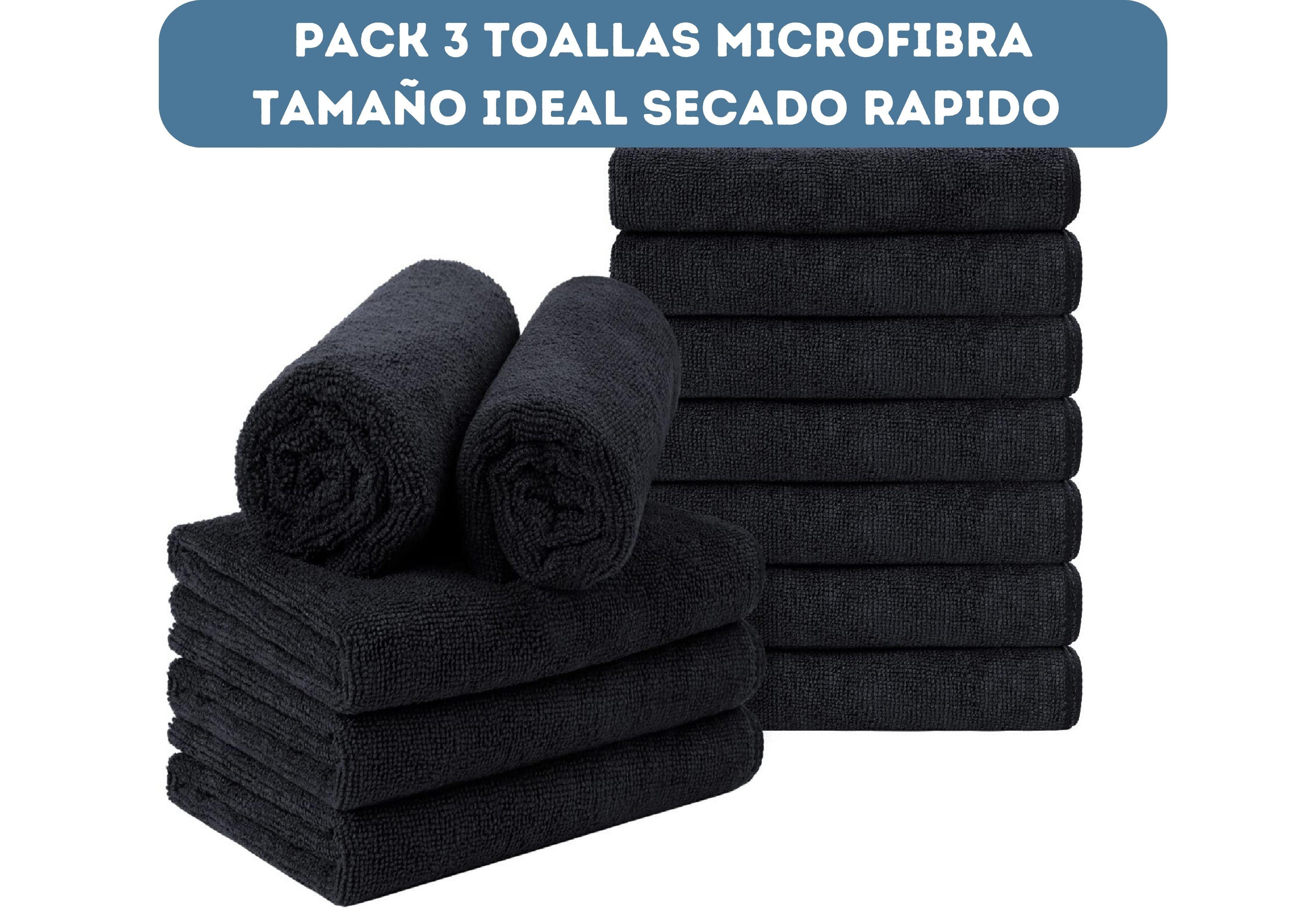 Set 3 toallas Negra microfibra para barberias hoteles gym hogar 35x75cm-4