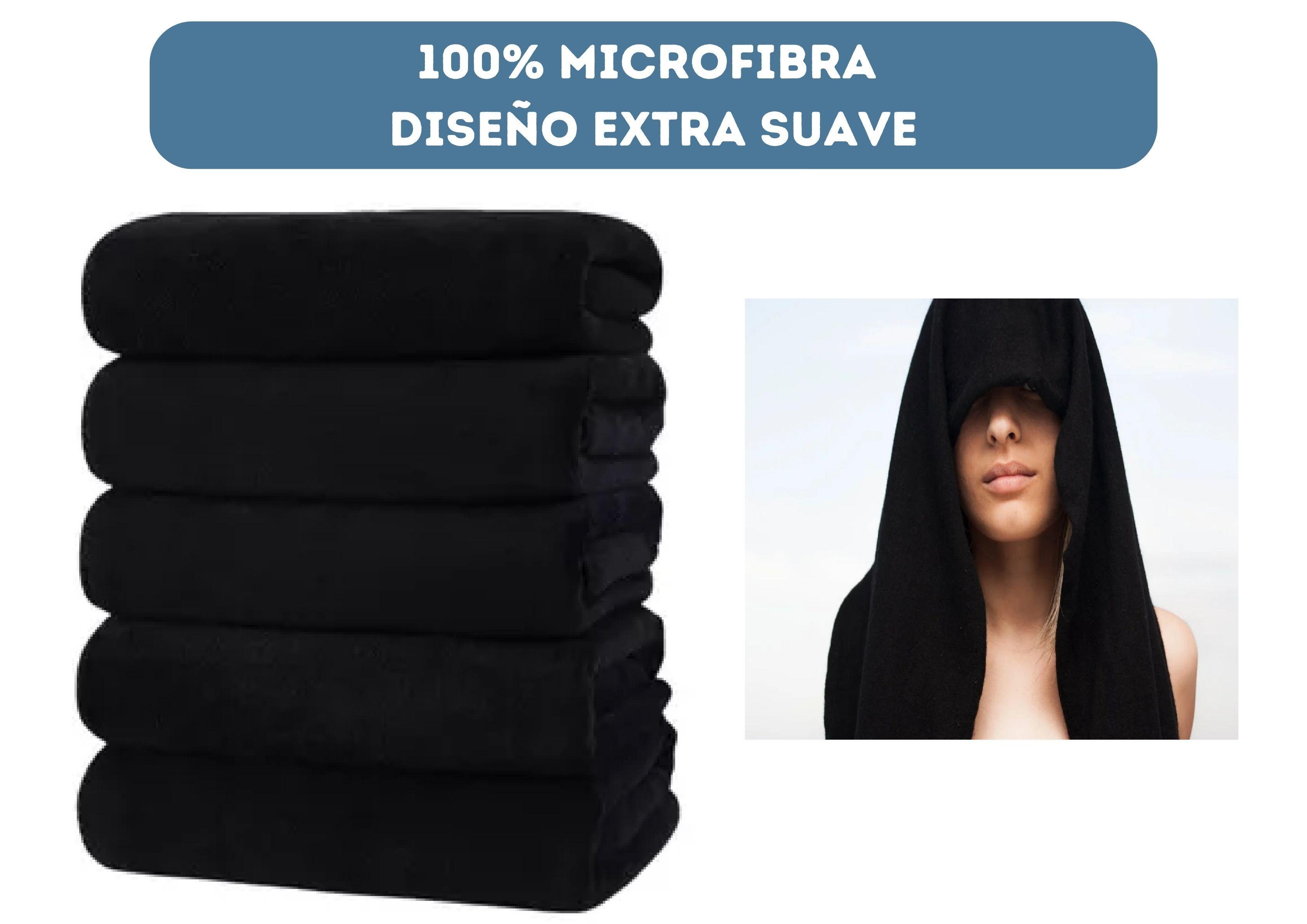 Set 3 toallas Negra microfibra para barberias hoteles gym hogar 35x75cm-2