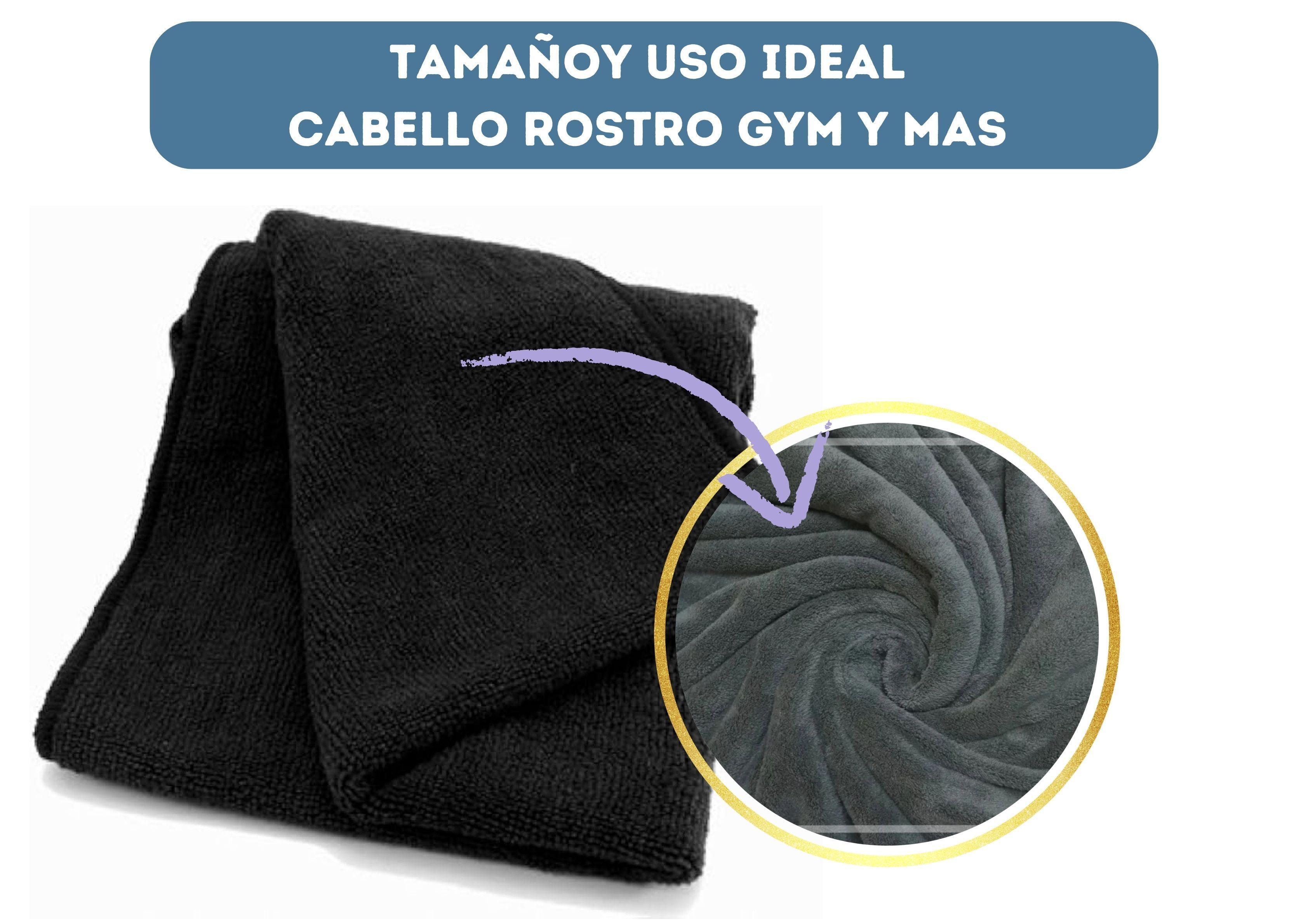 Set 3 toallas Negra microfibra para barberias hoteles gym hogar 35x75cm-3