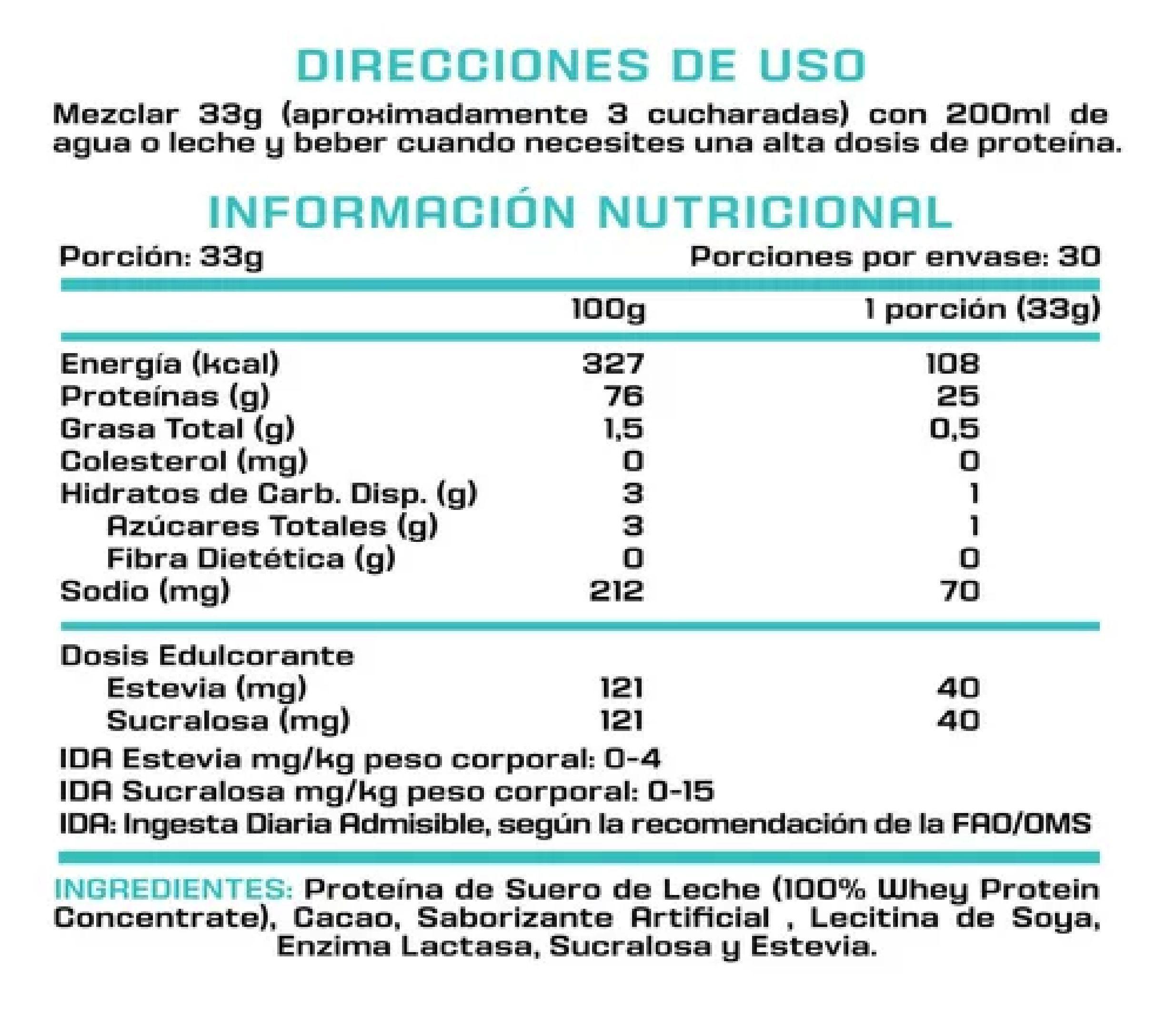 Whey Proteina Davel 1kg Chocolate Suizo 30 Servicios Sin Gluten Sin Lactosa -2