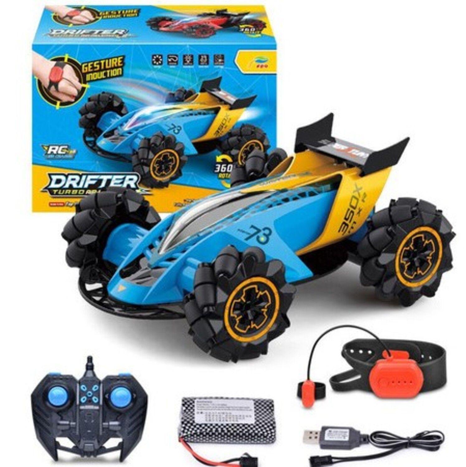 Auto de Carrera - Acrobático - Efecto Cohete  Control Remoto 2.4Ghz Celeste-0
