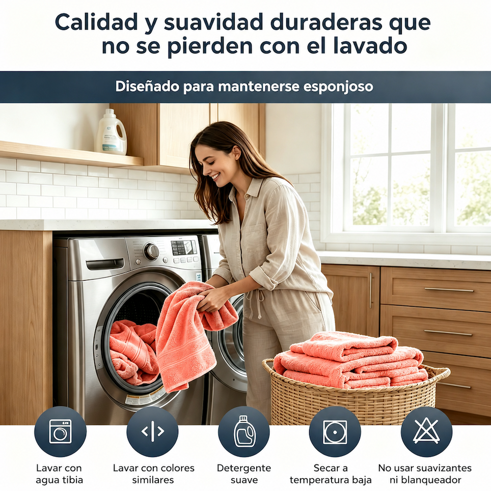 Juego de Toallas Ba o 3 Piezas Algod n Extra Grande 80x150cm Suave y Absorbente Coral-2