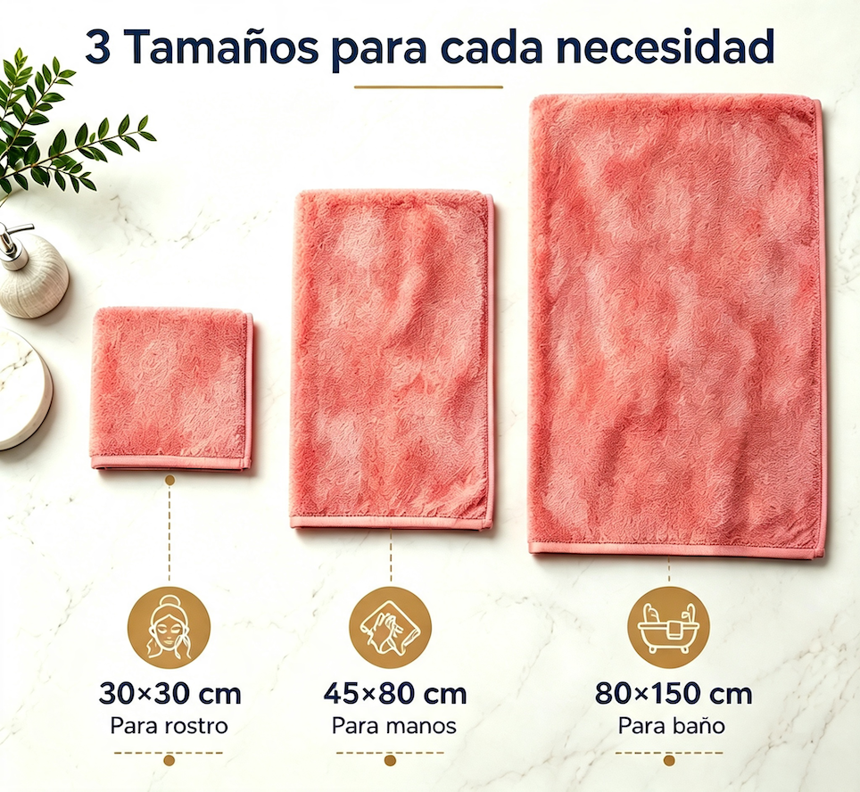 Juego de Toallas Ba o 3 Piezas Algod n Extra Grande 80x150cm Suave y Absorbente Coral-6