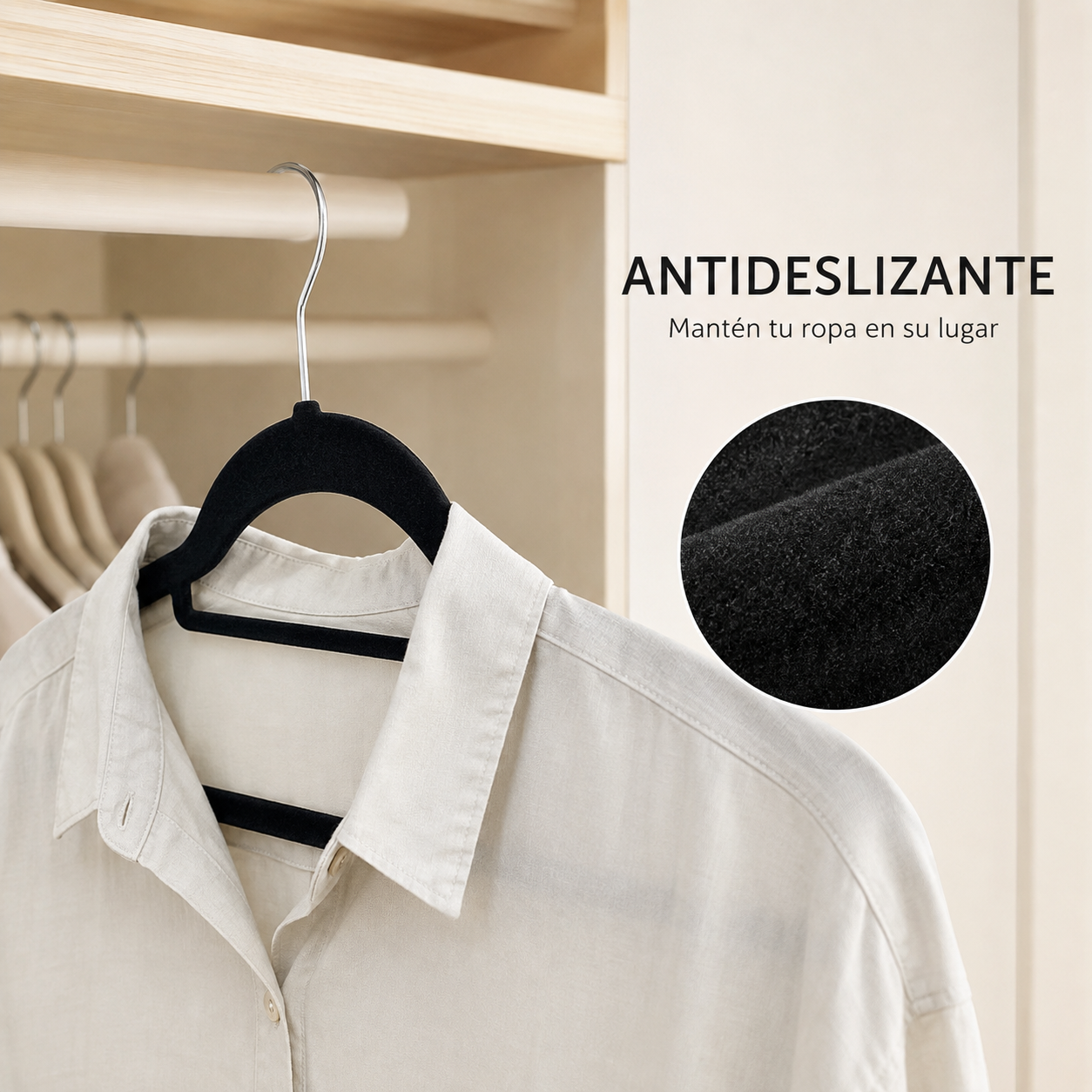 Set 30 Perchas Colgadores De Ropa De Terciopelo Antideslizantes Para Closet Ahorro De Espacio Negro-1