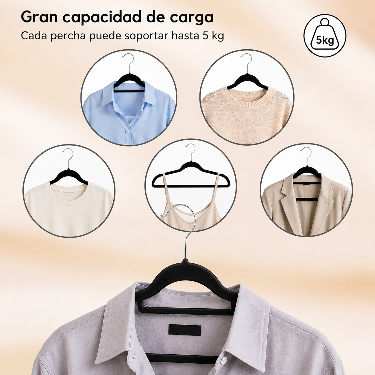 Set 30 Perchas Colgadores De Ropa De Terciopelo Antideslizantes Para Closet Ahorro De Espacio Negro-2