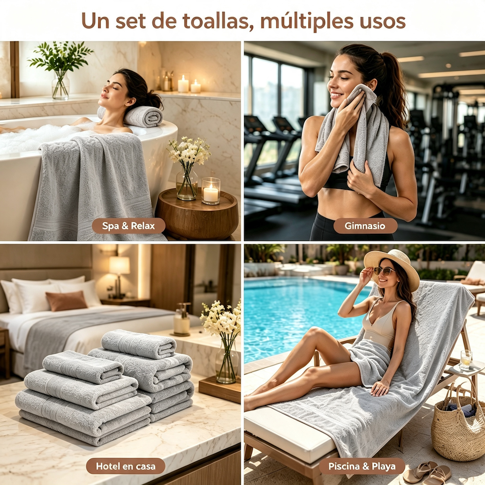 Juego Toallas Ba o 3 Piezas Algod n Extra Grande 80x150 Gris-4