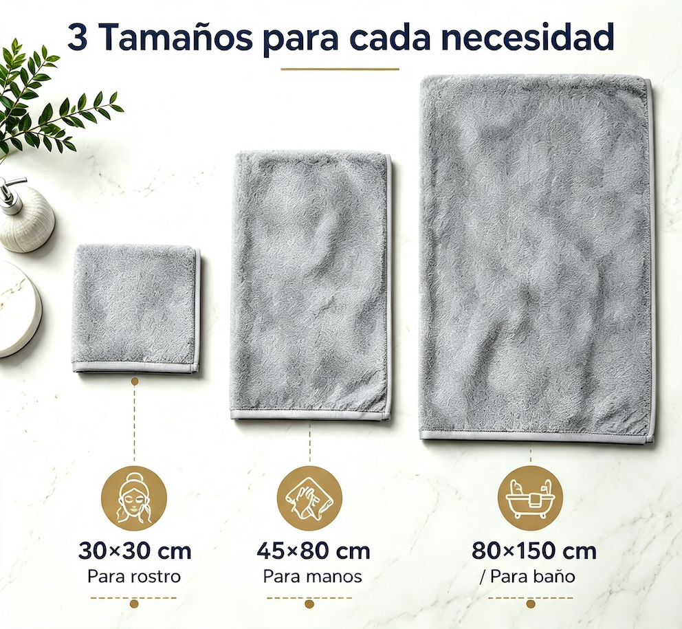 Juego Toallas Ba o 3 Piezas Algod n Extra Grande 80x150 Gris-6