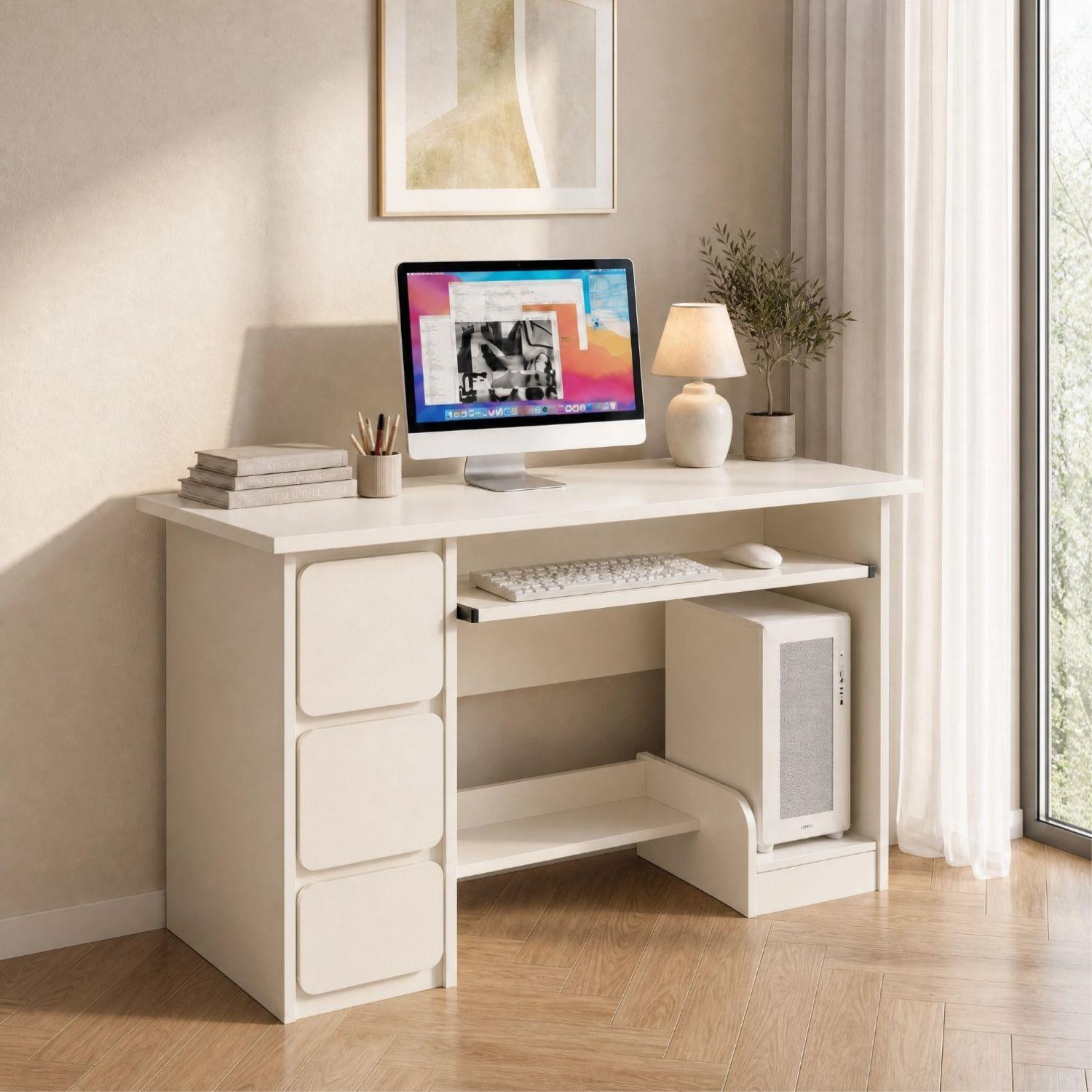 Escritorio Oficina Con Cajones Y Gabinete 120 Blanco IKEMMA-5
