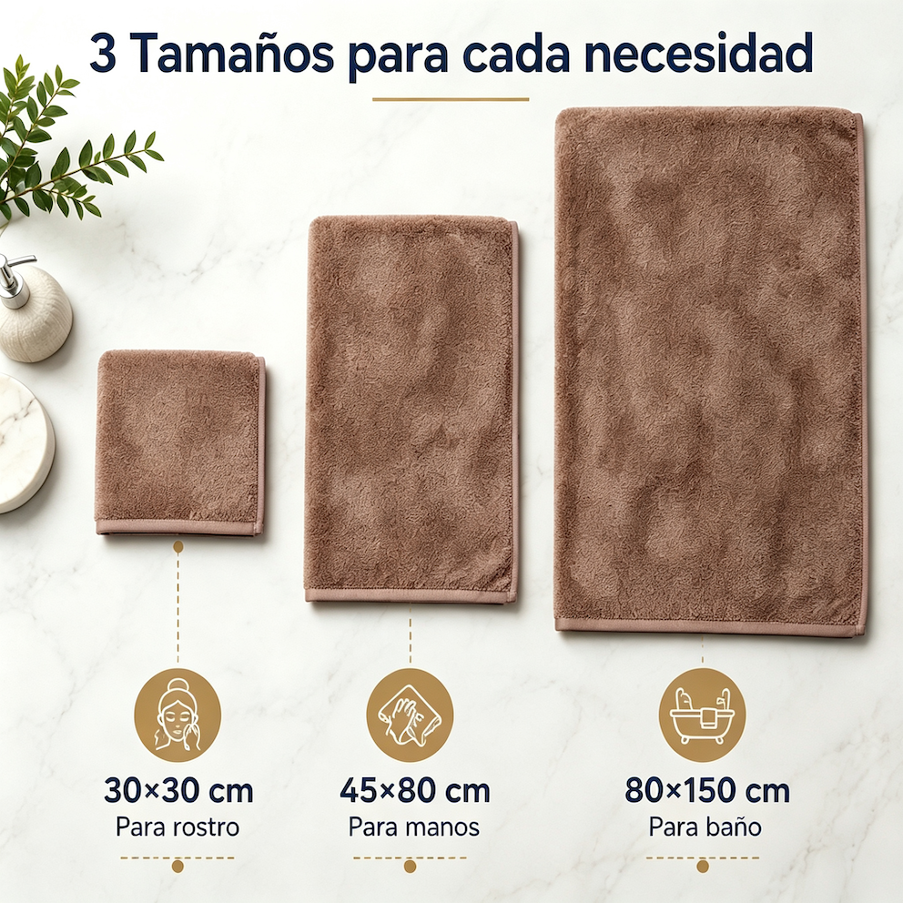 Juego de Toallas Ba o 3 Piezas Algod n Extra Grande 80x150cm Suave y Absorbente Caf-2