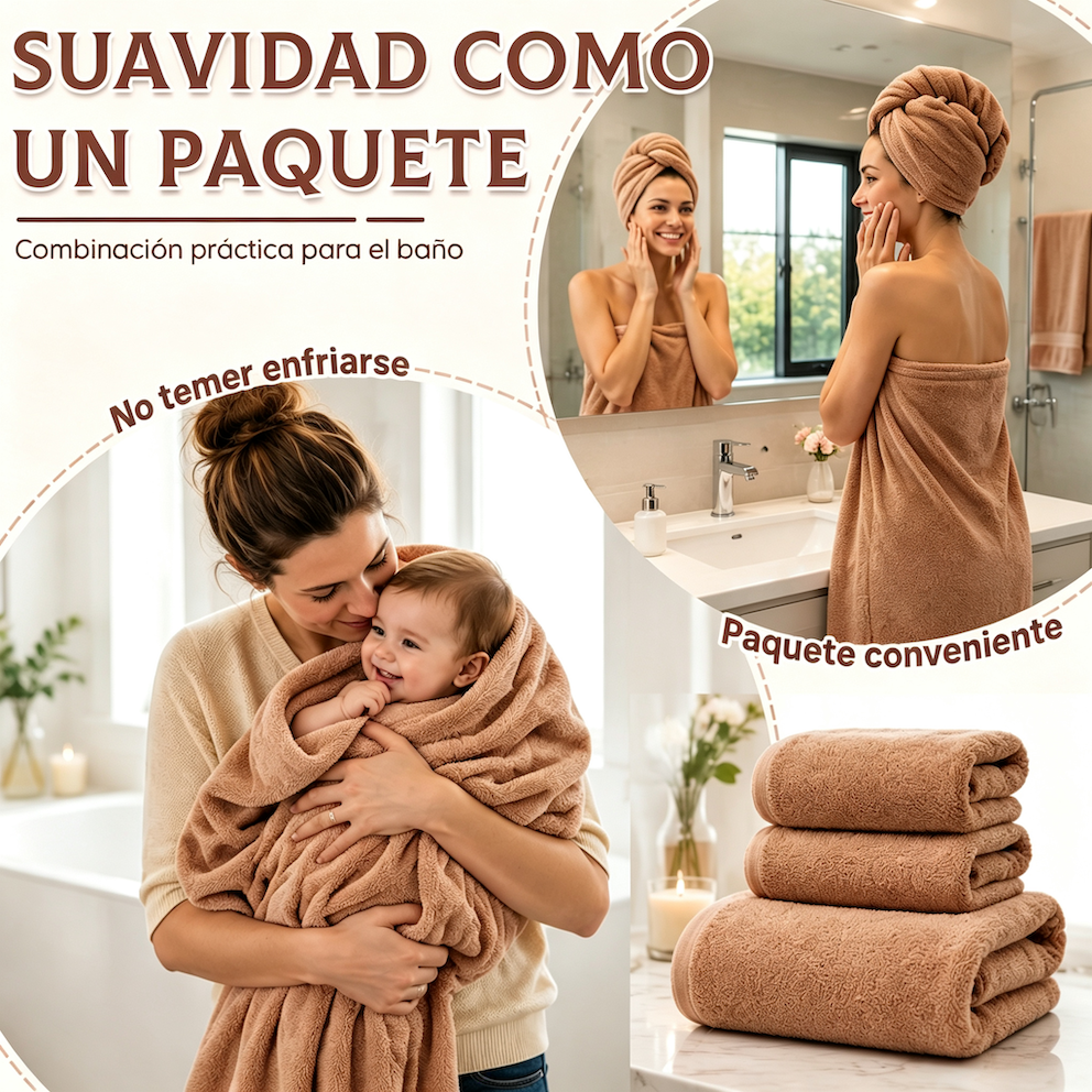 Juego de Toallas Ba o 3 Piezas Algod n Extra Grande 80x150cm Suave y Absorbente Caf-5