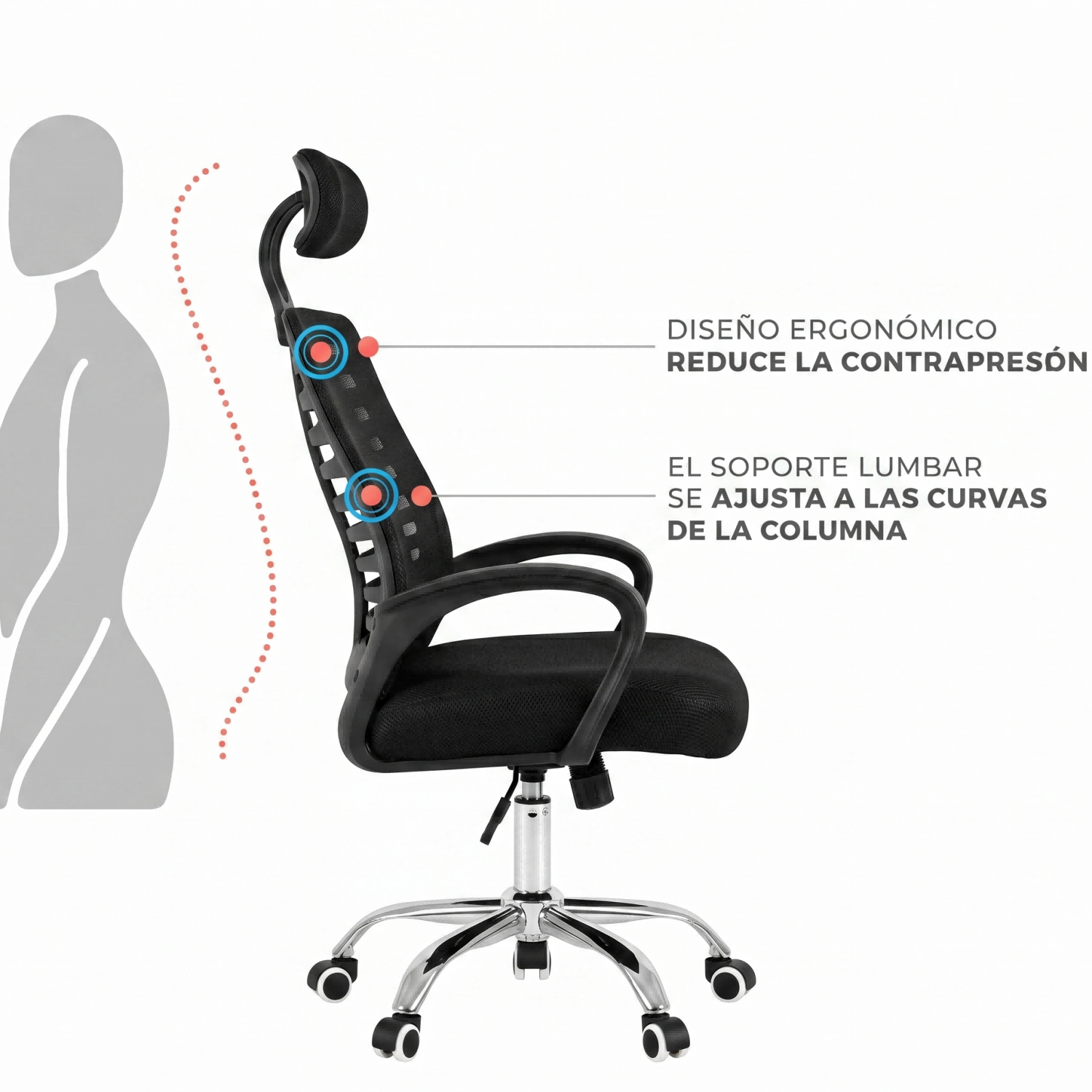 Silla Oficina Ergon mica Malla Negra IKEMMA-3