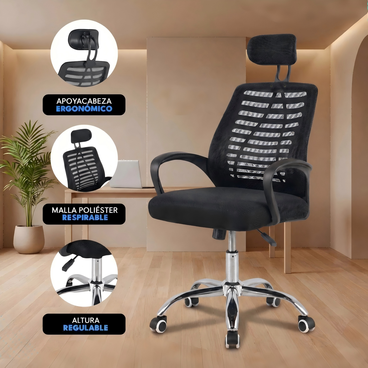 Silla Oficina Ergon mica Malla Negra IKEMMA-4