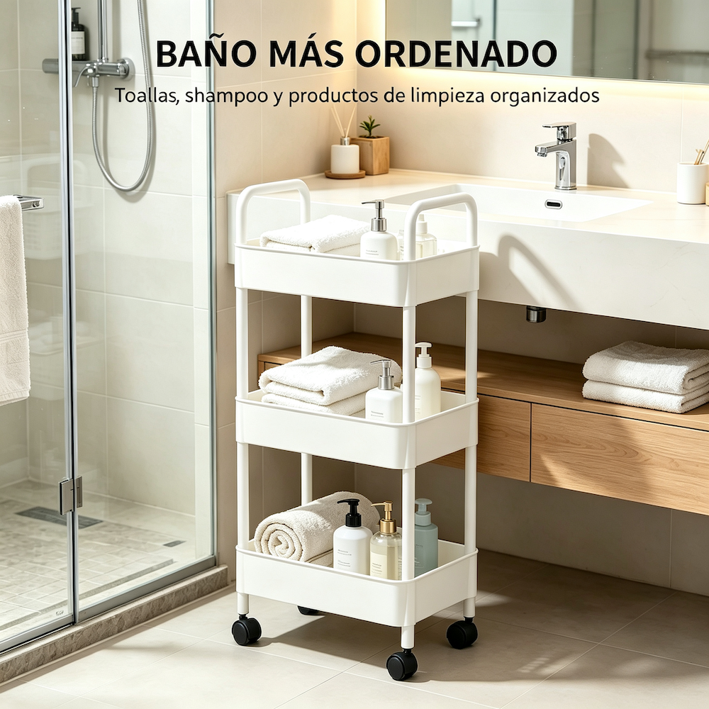 Carrito Organizador 3 Niveles Con Ruedas Multiuso Cocina Ba o Pl stico-2