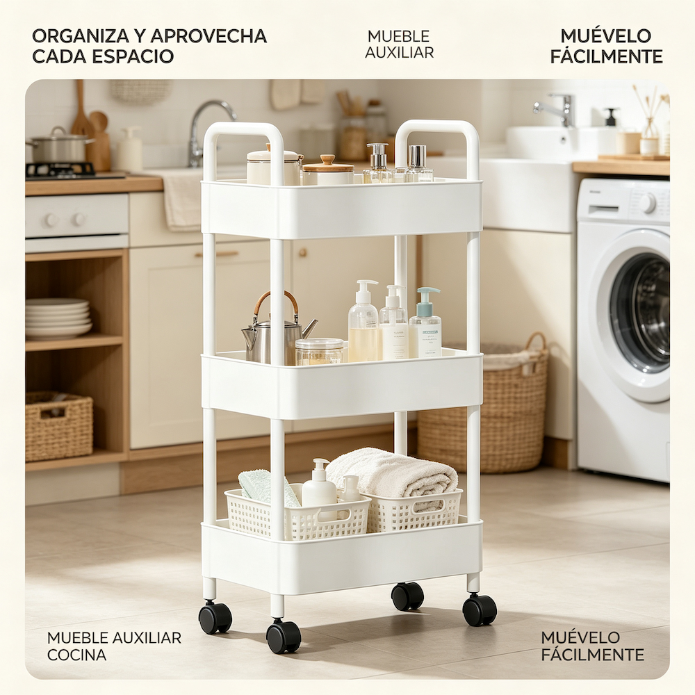 Carrito Organizador 3 Niveles Con Ruedas Multiuso Cocina Ba o Pl stico-4