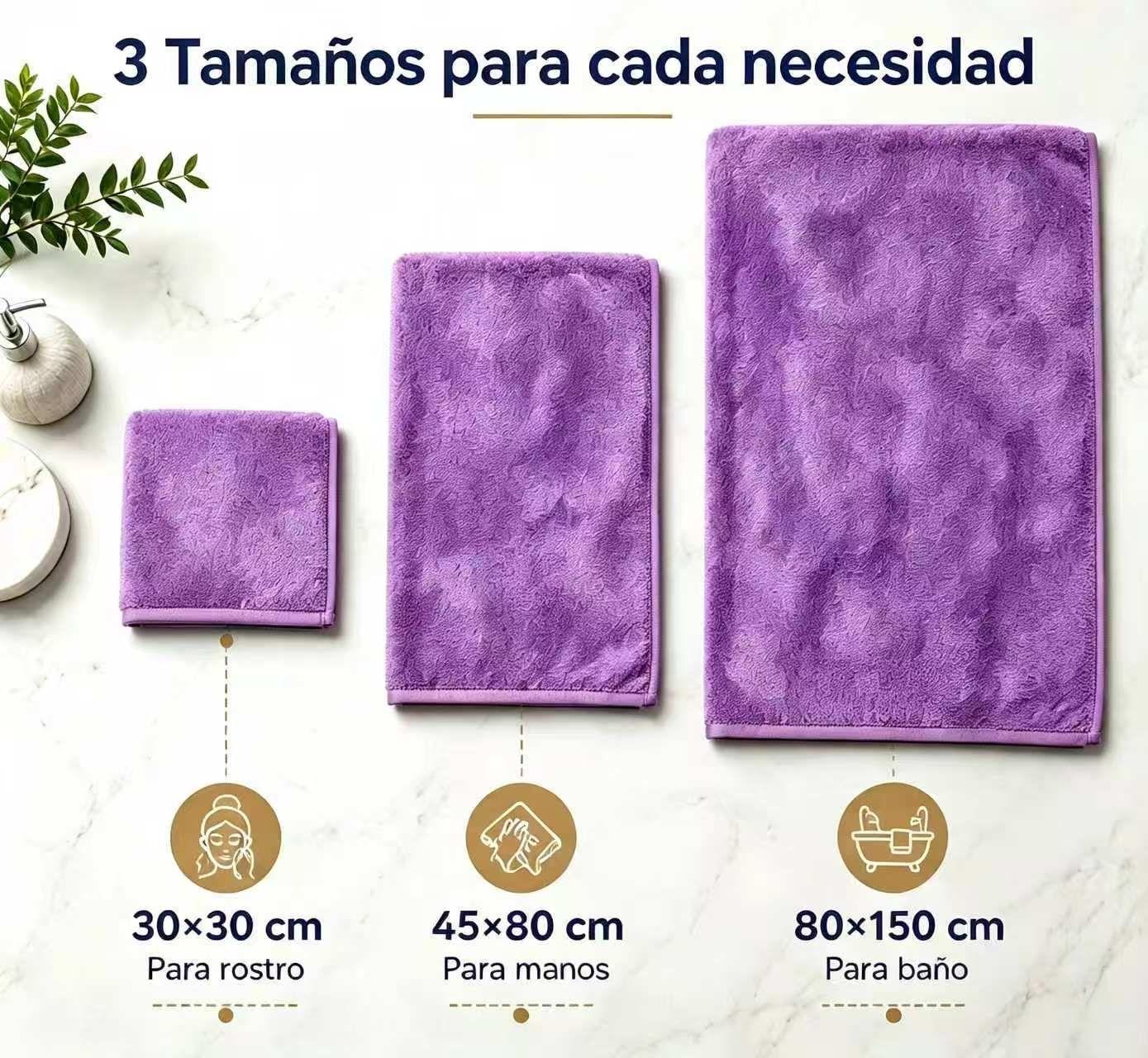 Juego Toallas Ba o 3 Piezas Algod n Extra Grande80x150Morado-3