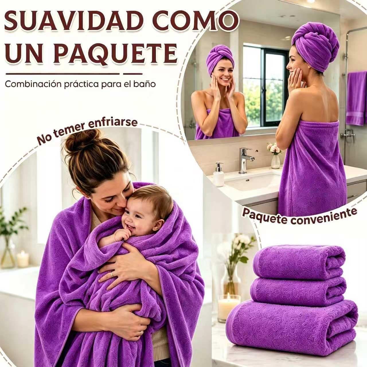 Juego Toallas Ba o 3 Piezas Algod n Extra Grande80x150Morado-5