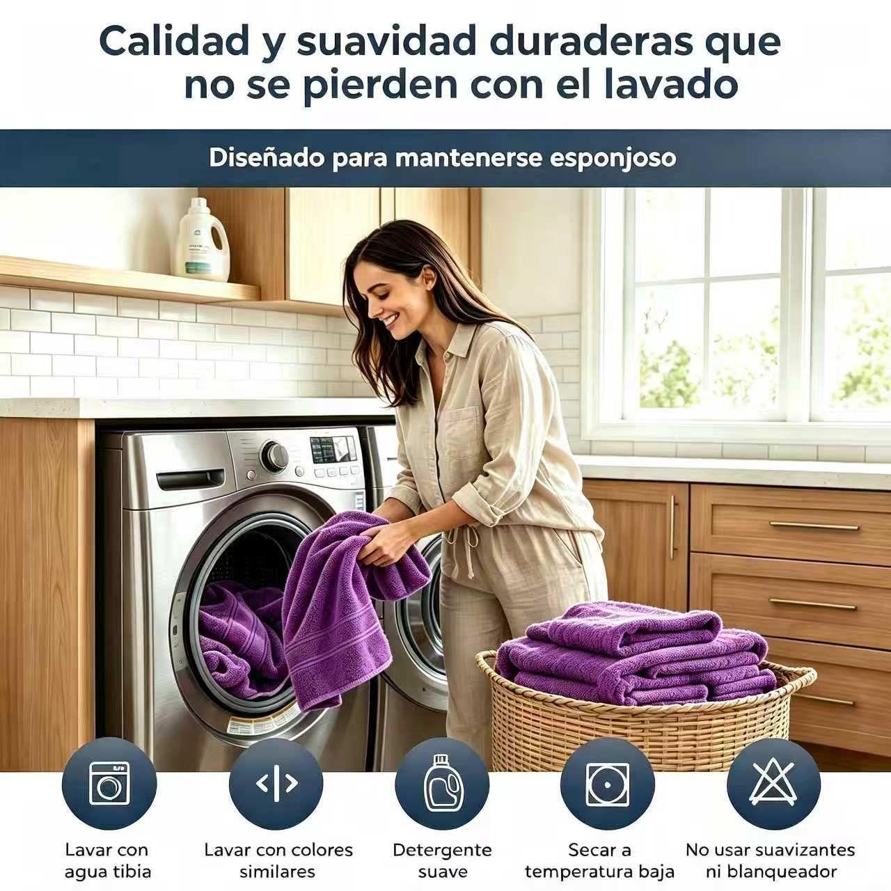 Juego Toallas Ba o 3 Piezas Algod n Extra Grande80x150Morado-7