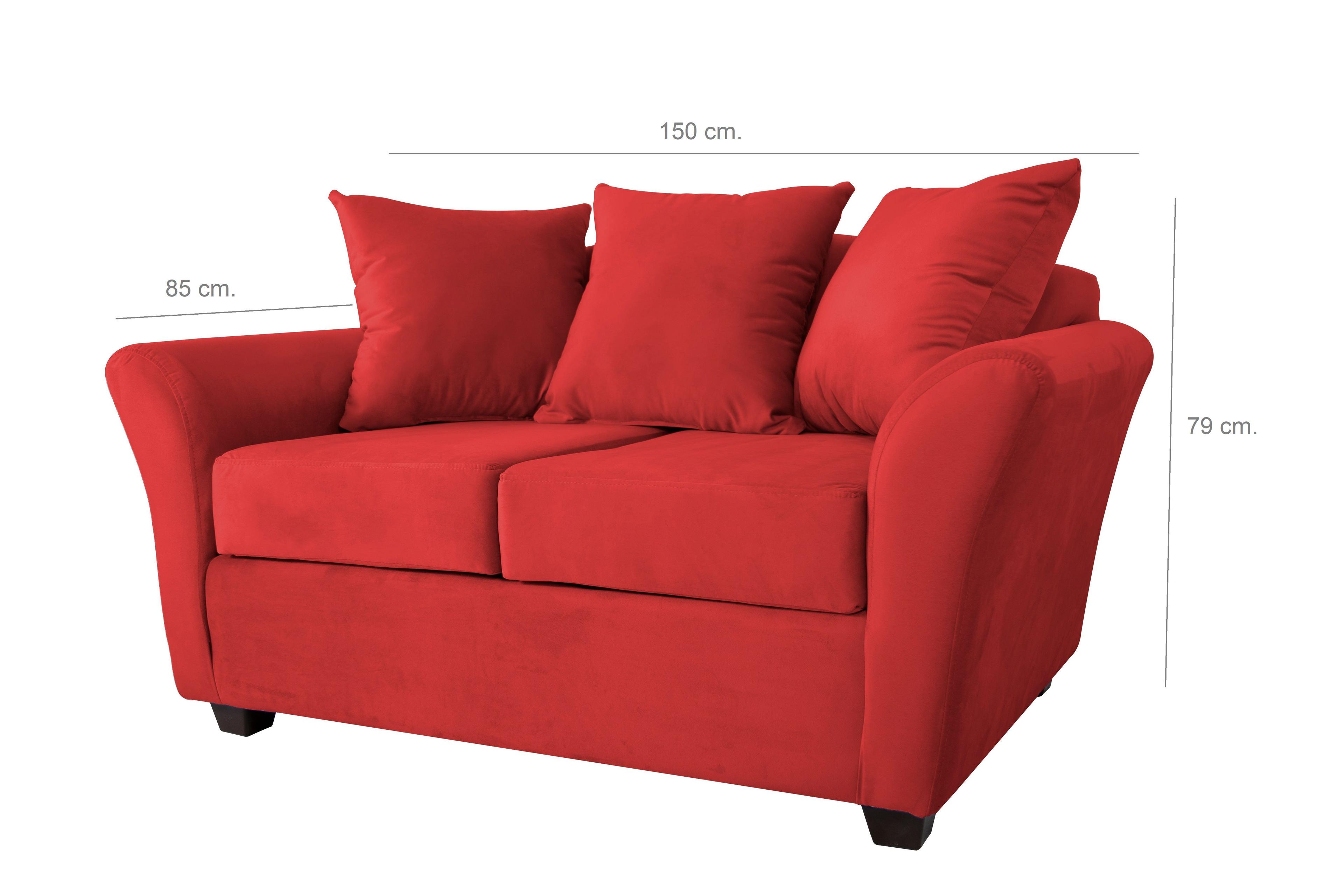 Sofa 2C Gaviota Felpa Rojo-1
