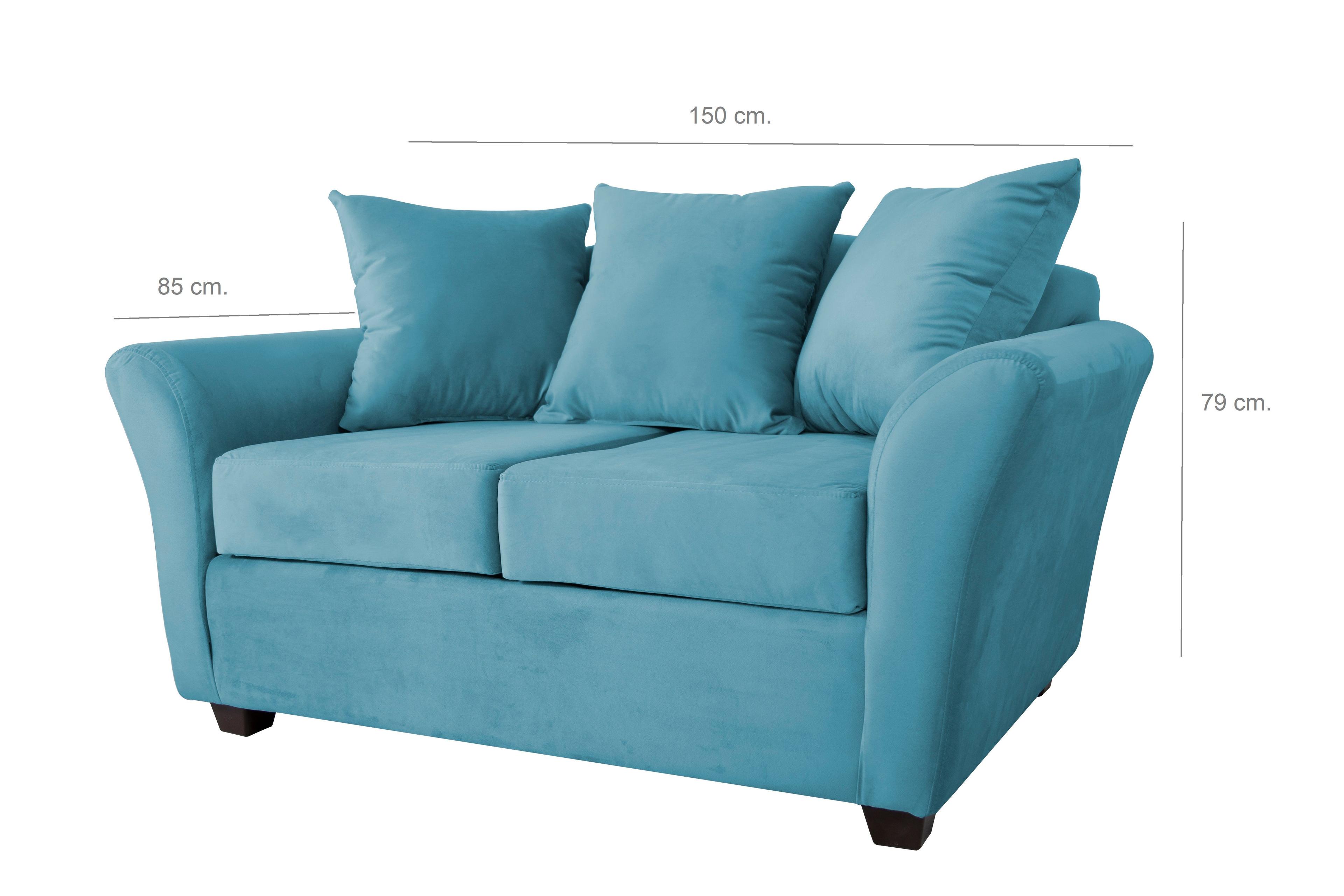 Sofa 2C Gaviota Felpa Turquesa-1