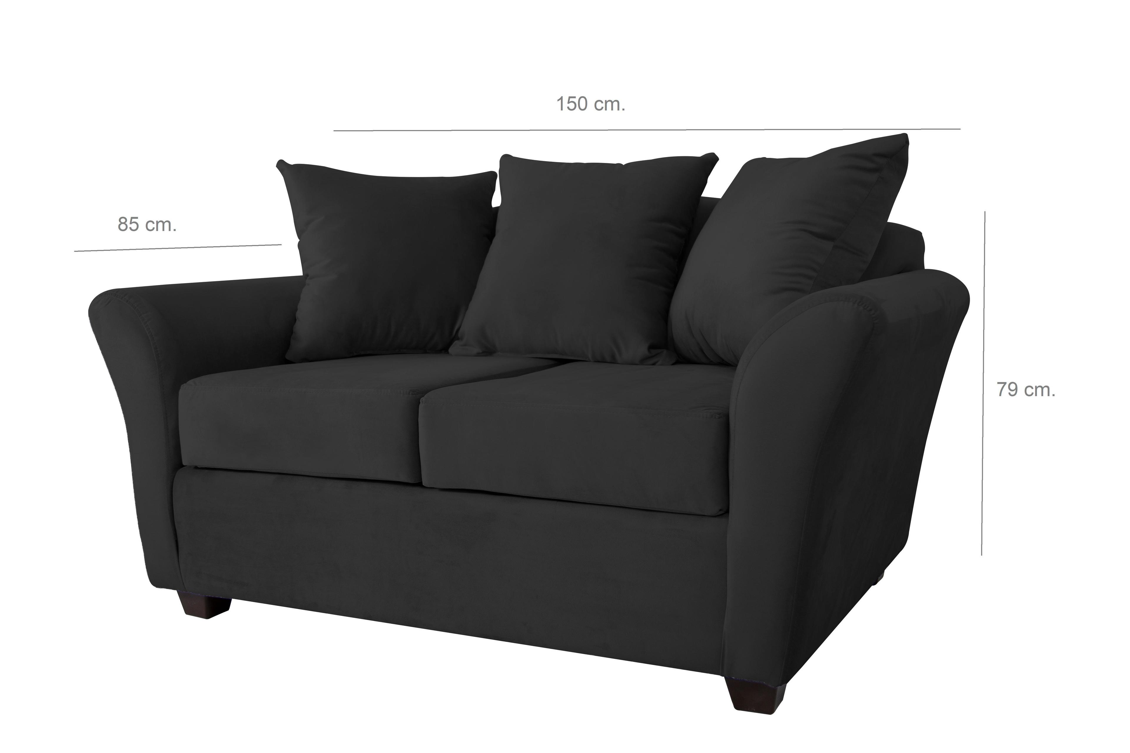 Sofa 2C Gaviota Felpa Negro-1