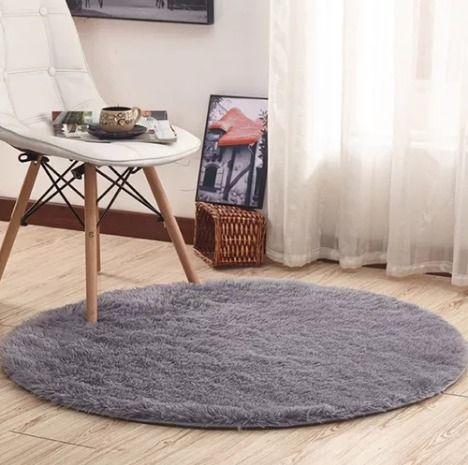 Alfombra Peluda Redonda 140cm Plomo Liso-0