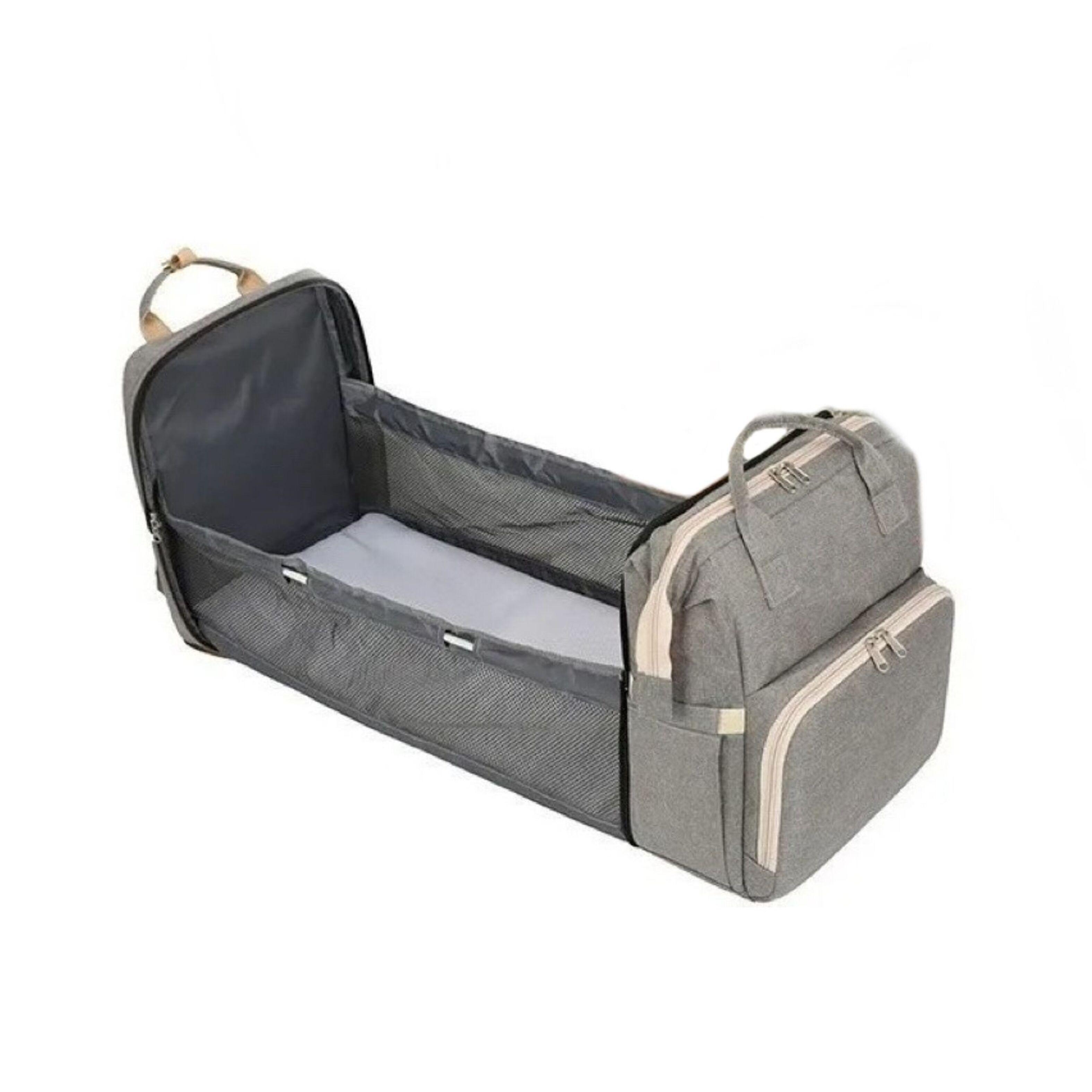 Mochila Maternal Pañalera 3 En 1 Cuna Mudador Portátil Bebe Gris-0