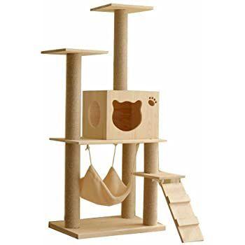 Rascador Para Gato Arbol Torre Casa Juguete Madera-0