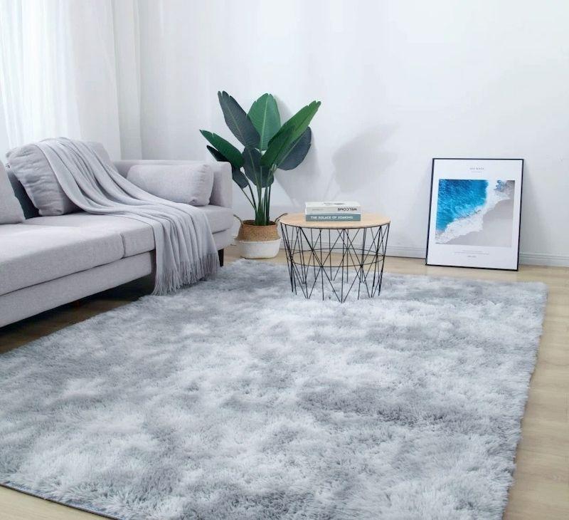 Alfombra Peluda 150cm x 200cm Gris Claro Jaspeado-0