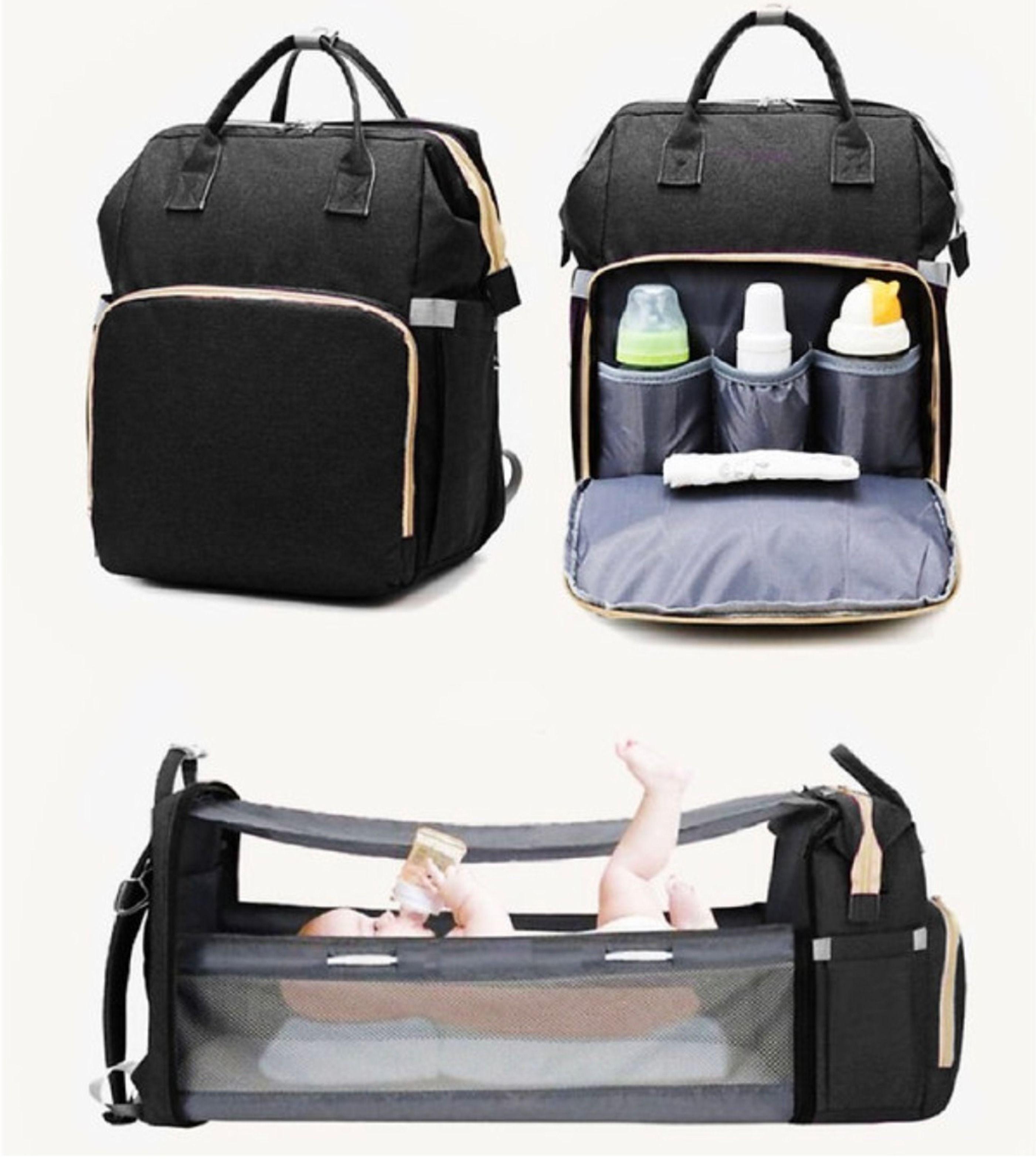 Mochila Maternal Bebe Pañalera 3 En 1 Cuna Mudador Portátil Negra-0