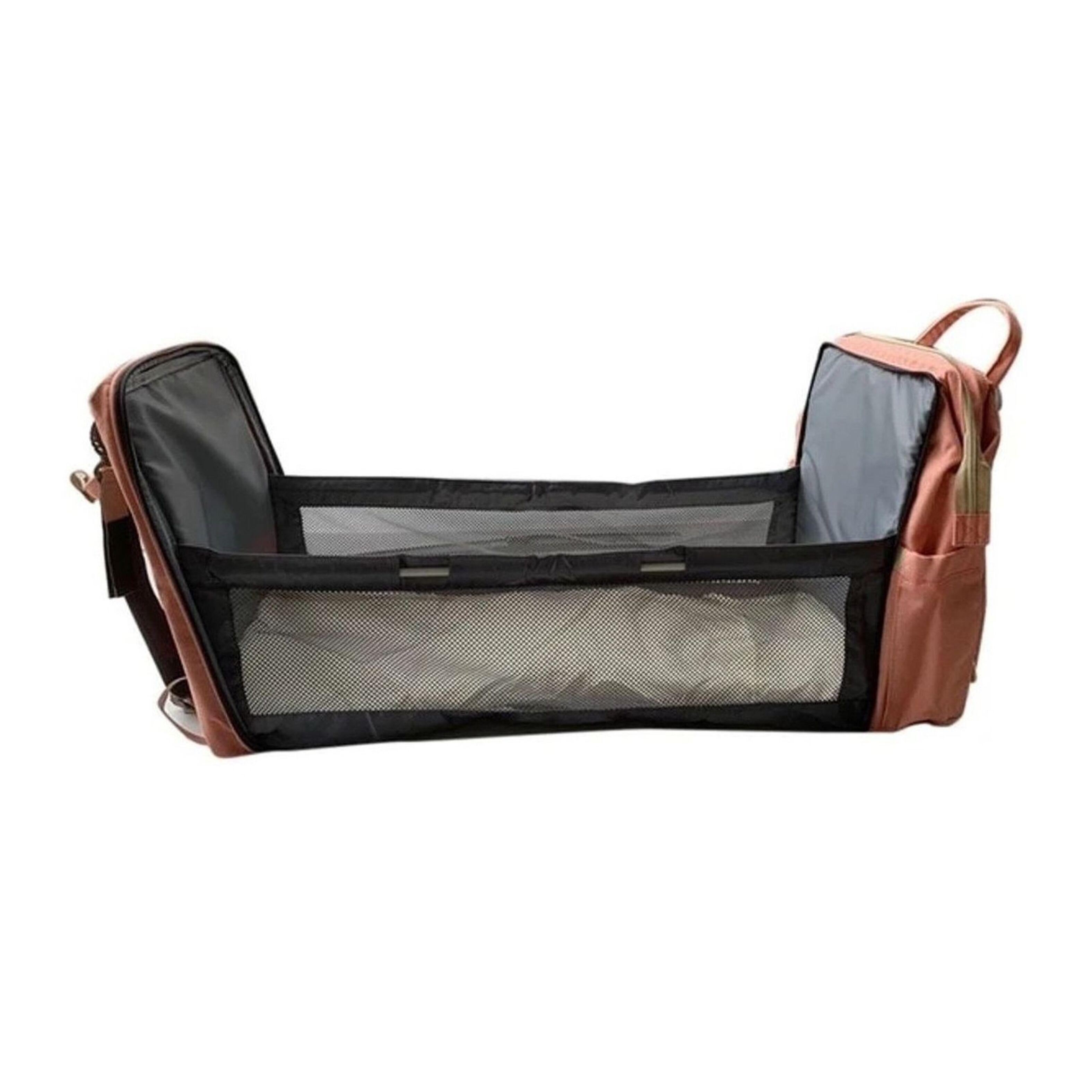 Mochila Maternal Bebe Pañalera 3 En 1 Cuna Mudador Portátil Coral-1