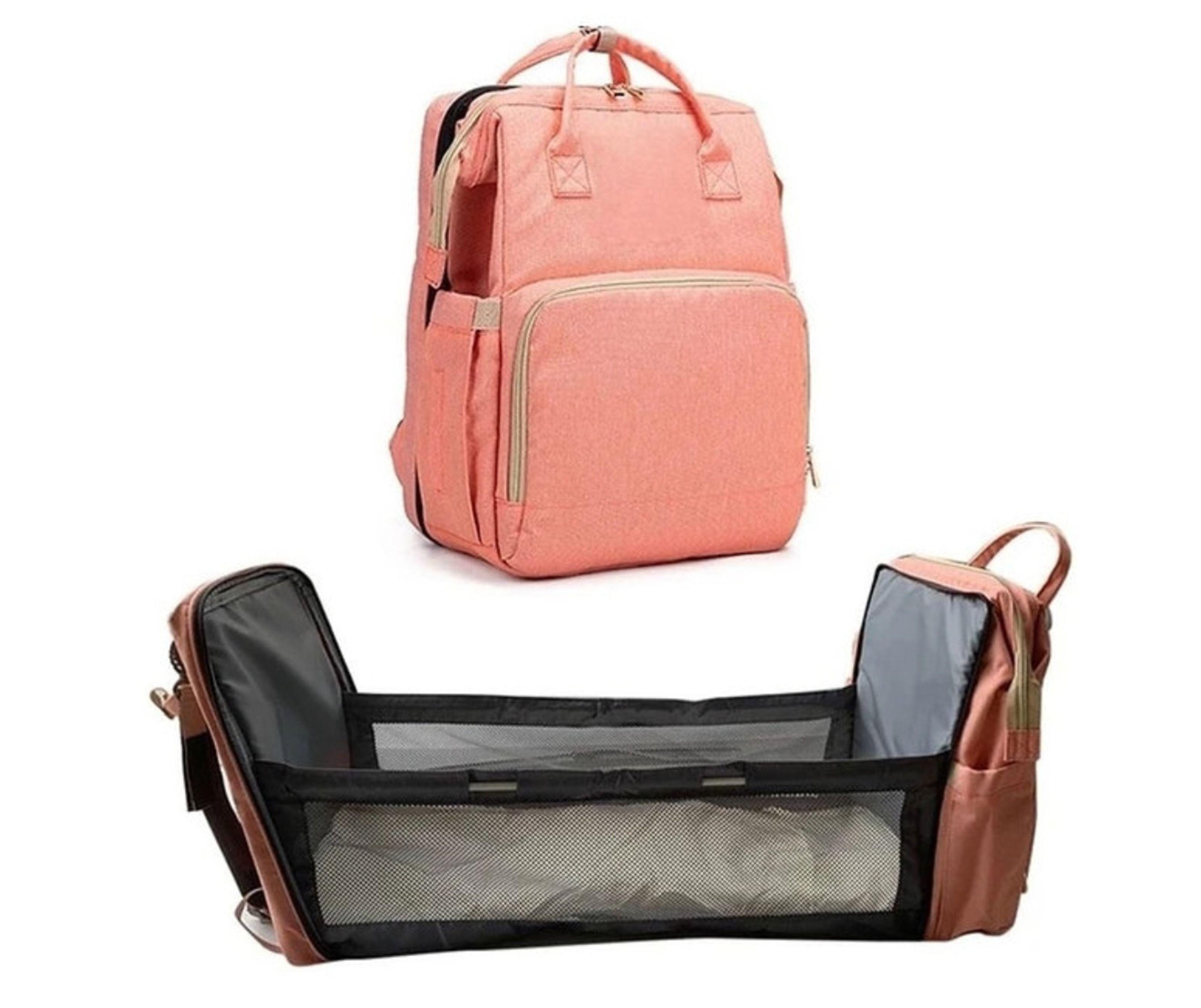 Mochila Maternal Bebe Pañalera 3 En 1 Cuna Mudador Portátil Coral-0