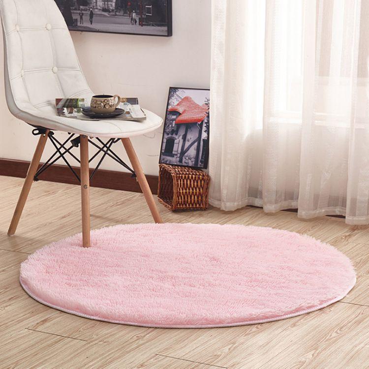 Alfombra Peluda Redonda 140cm Rosado Liso-0
