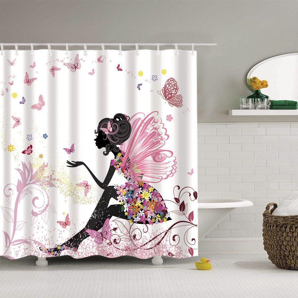 CORTINA DE BAÑO GENERO 600 G IMPERMEABLE CON DISEÑO DE HADA-0