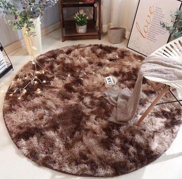 Alfombra Peluda Redonda 1 Metro Cafe mixto-0