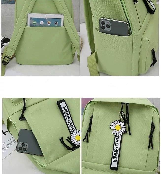 Mochila Escolar Margarita Colegial 4 Piezas Rojo-2