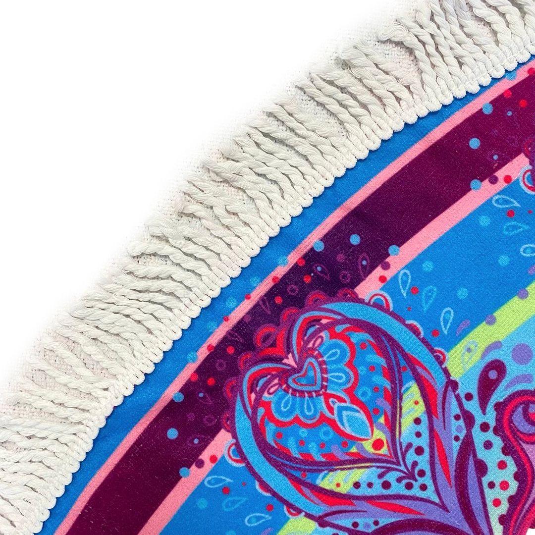 Toalla De Playa Redonda Diseño Mandala Con Flecos-1