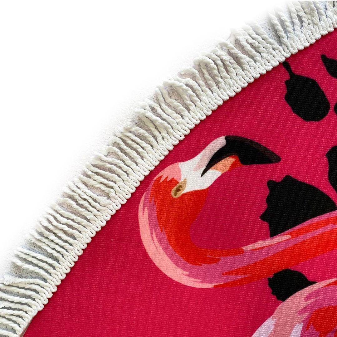 Toalla De Playa Redonda Diseño Flamenco Con Flecos-1