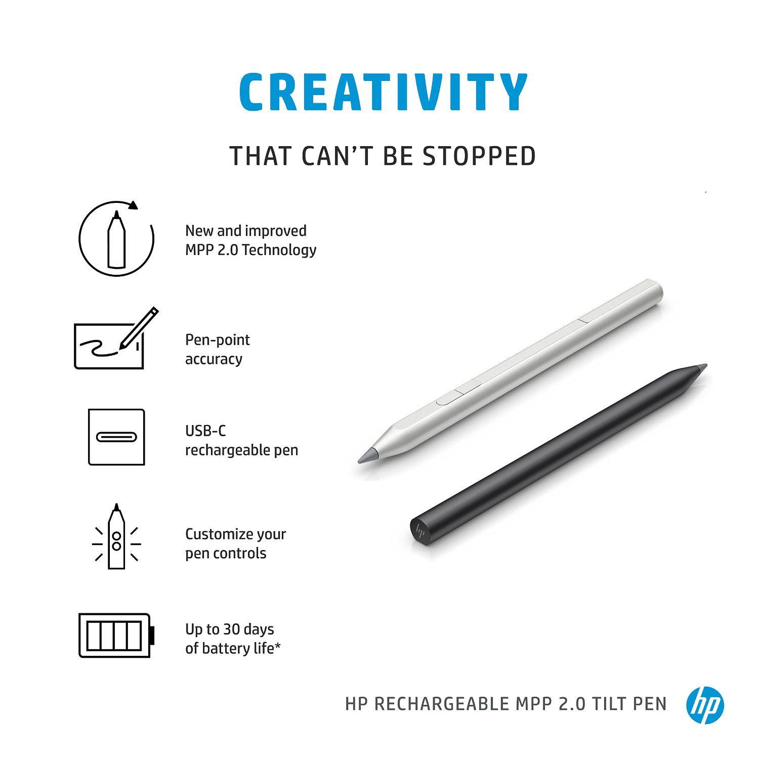 Lápiz HP Rechargeable MPP2.0 Tilt Pen NSV (Natural Silver)-2