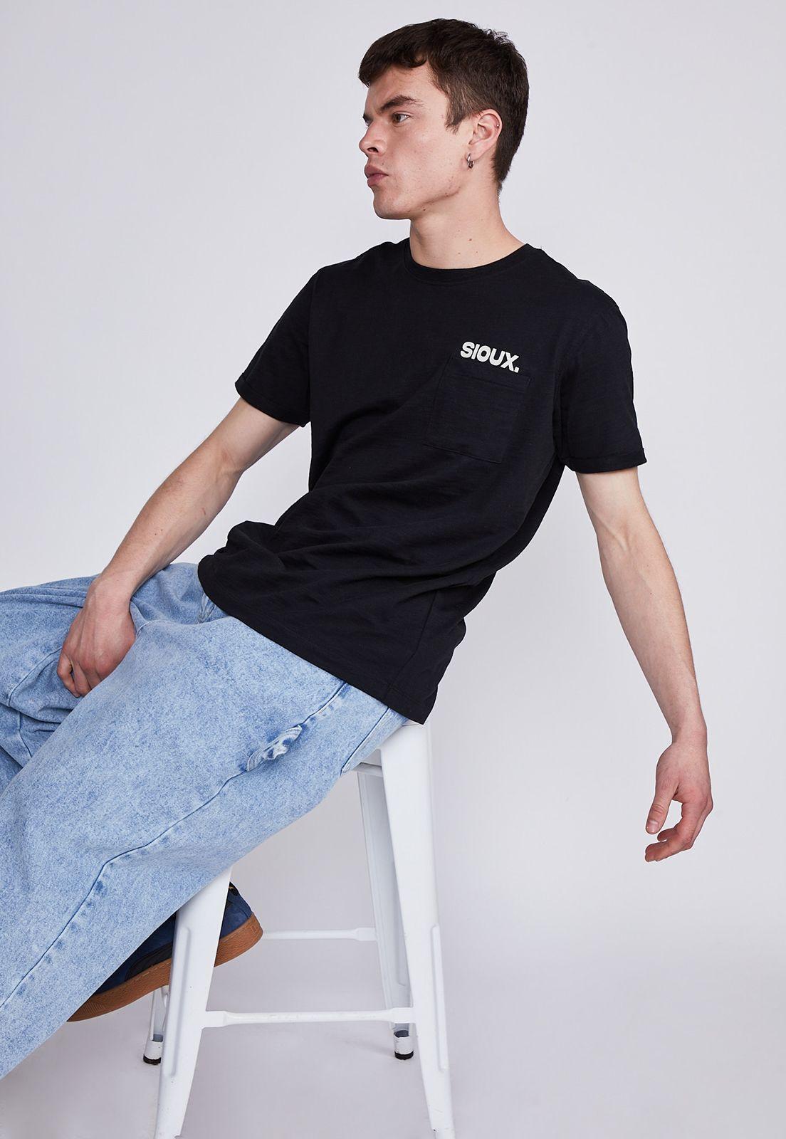 Polera Hombre Negro Bolsillo Sioux-3