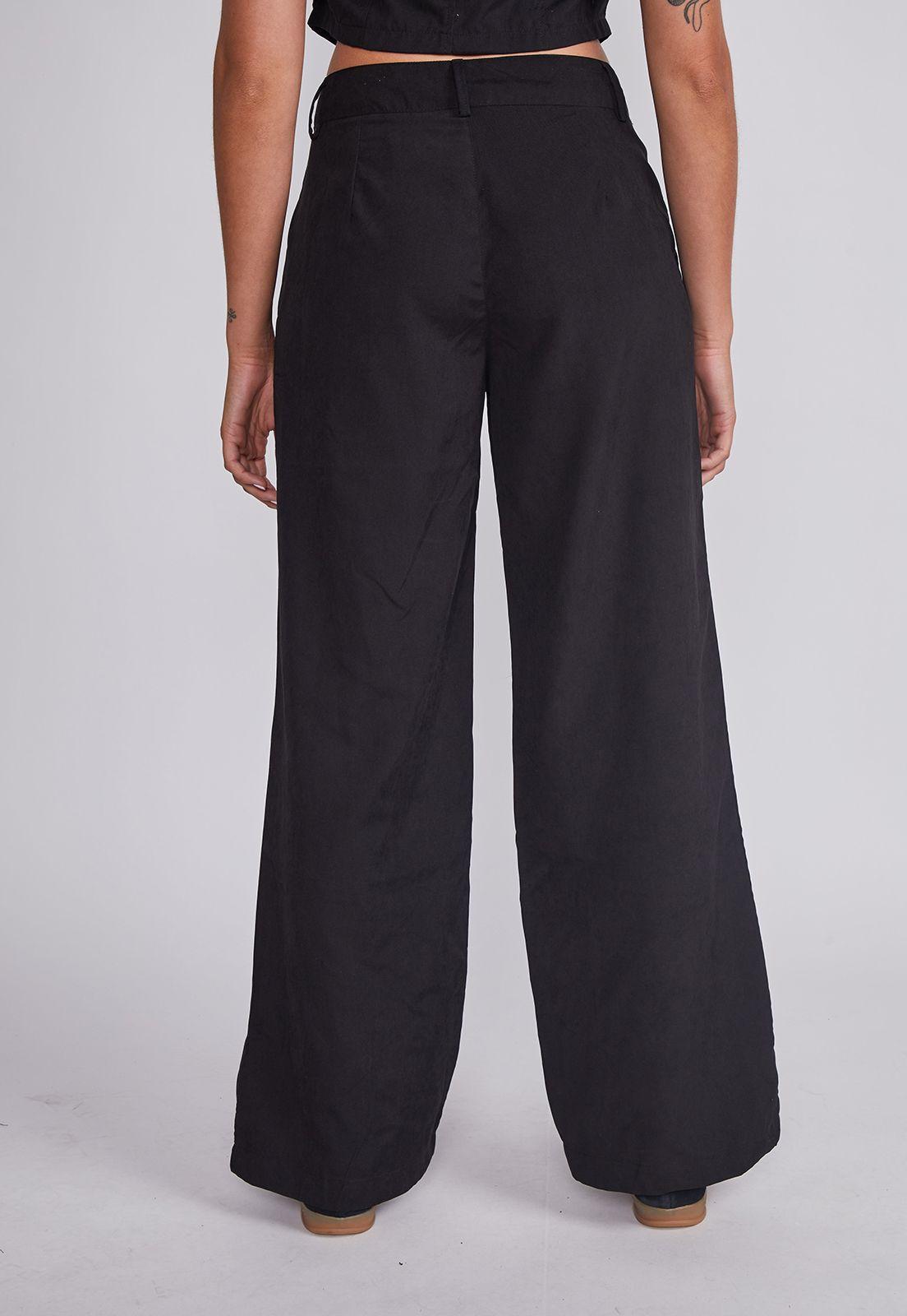 Pantalón Mujer Negro Liviano Pinzas Sioux-3