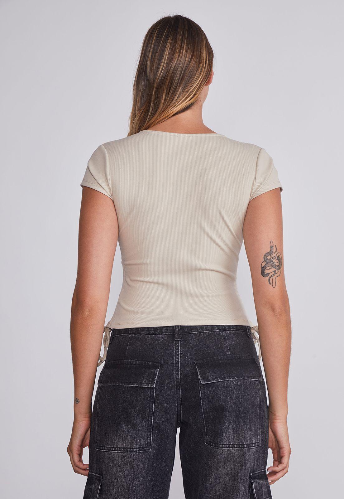 Polera Mujer Beige Amarras Costados Sioux-3
