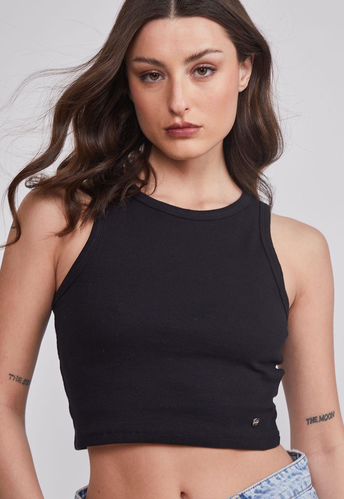 Peto Mujer Halter Crop Café Sioux-2