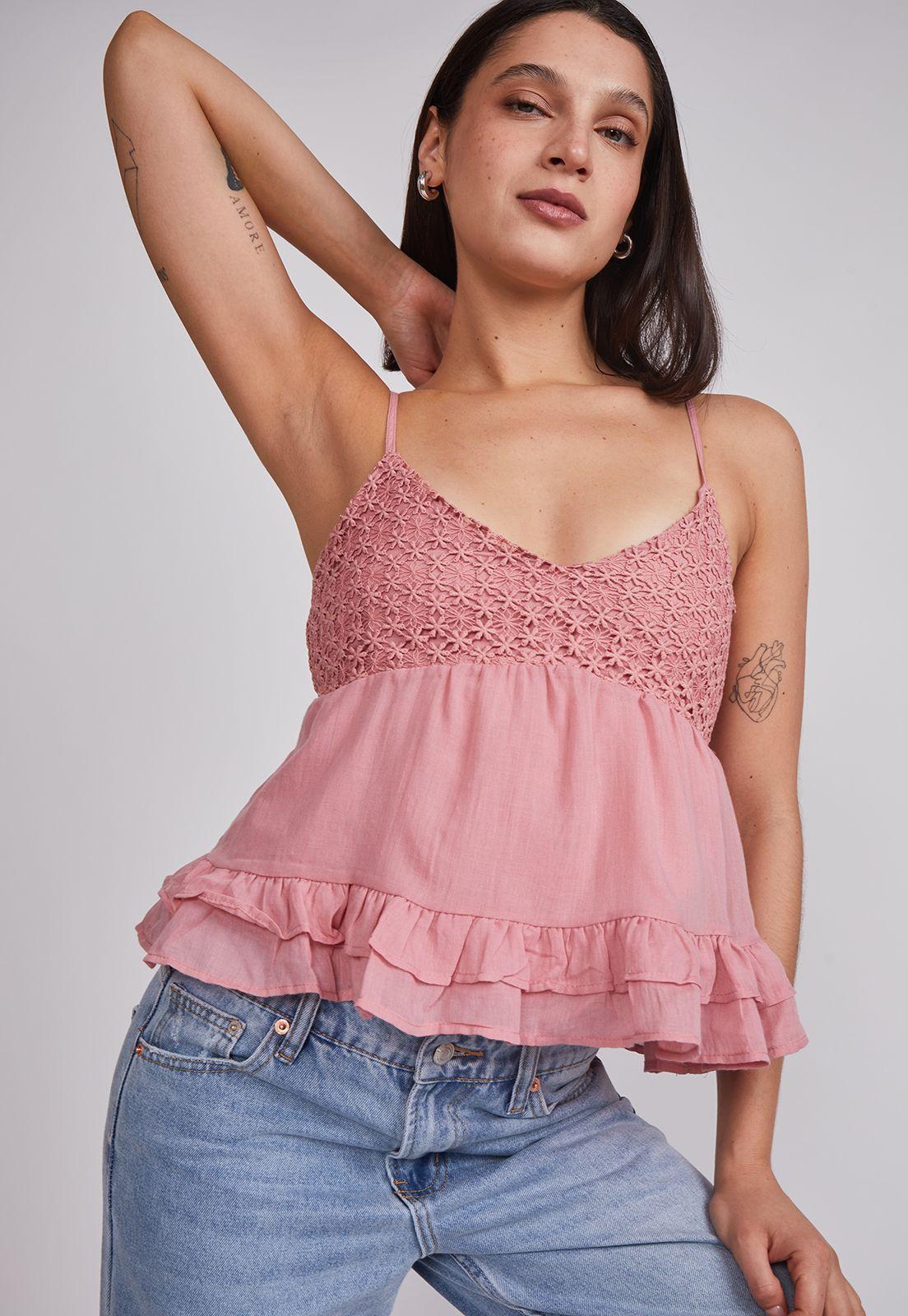 Blusa Mujer Pabilo Floral Rosado Sioux-1