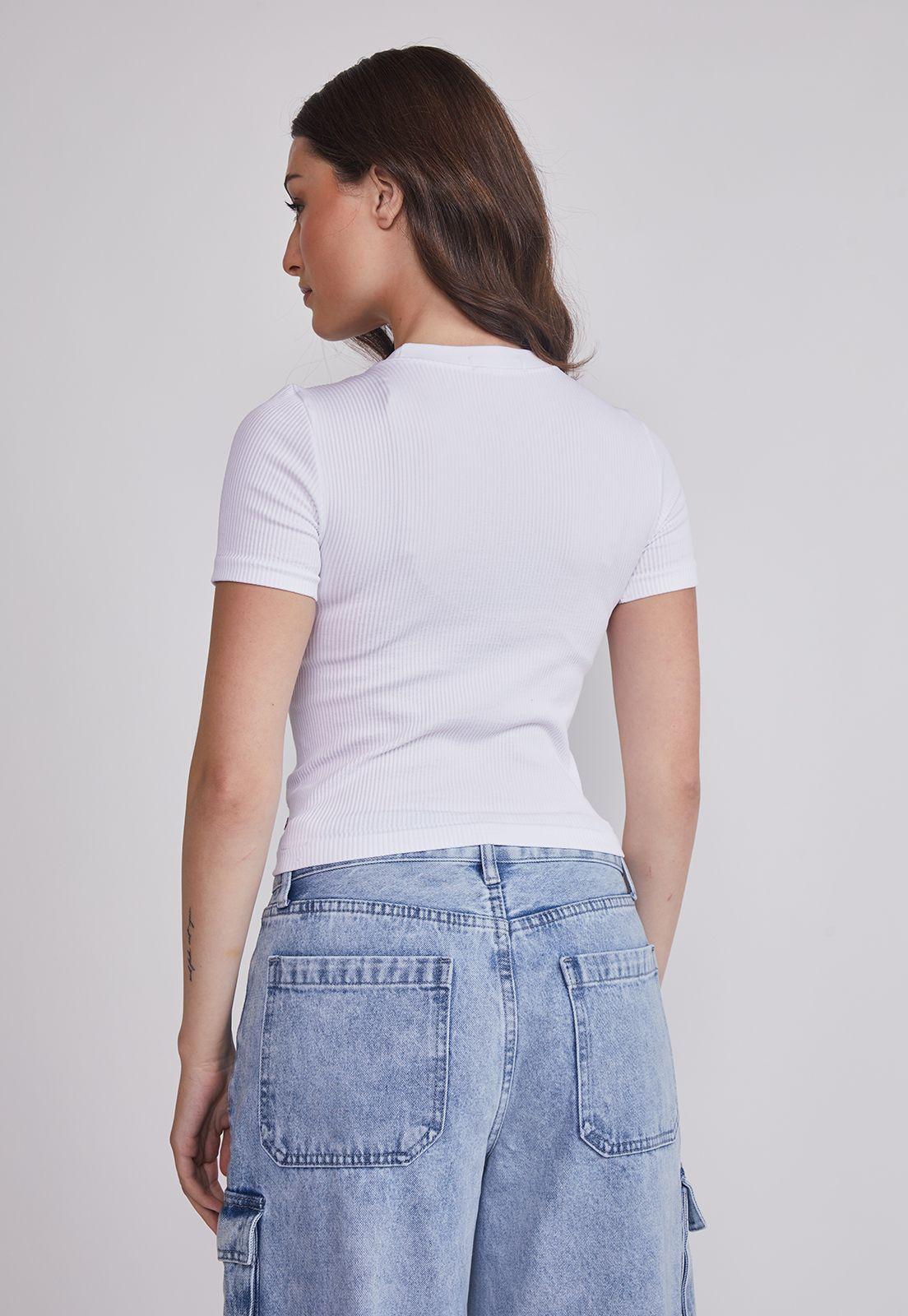 Polera Mujer Basic Ajustada Blanco Sioux-3