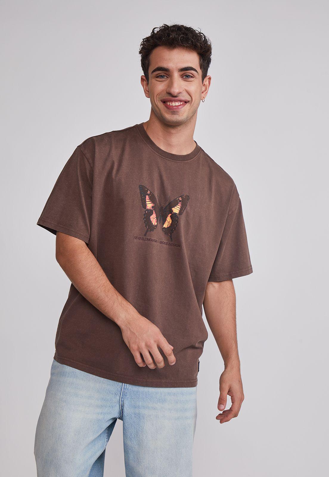 Polera Hombre Relaxed Mariposa Café Sioux-0