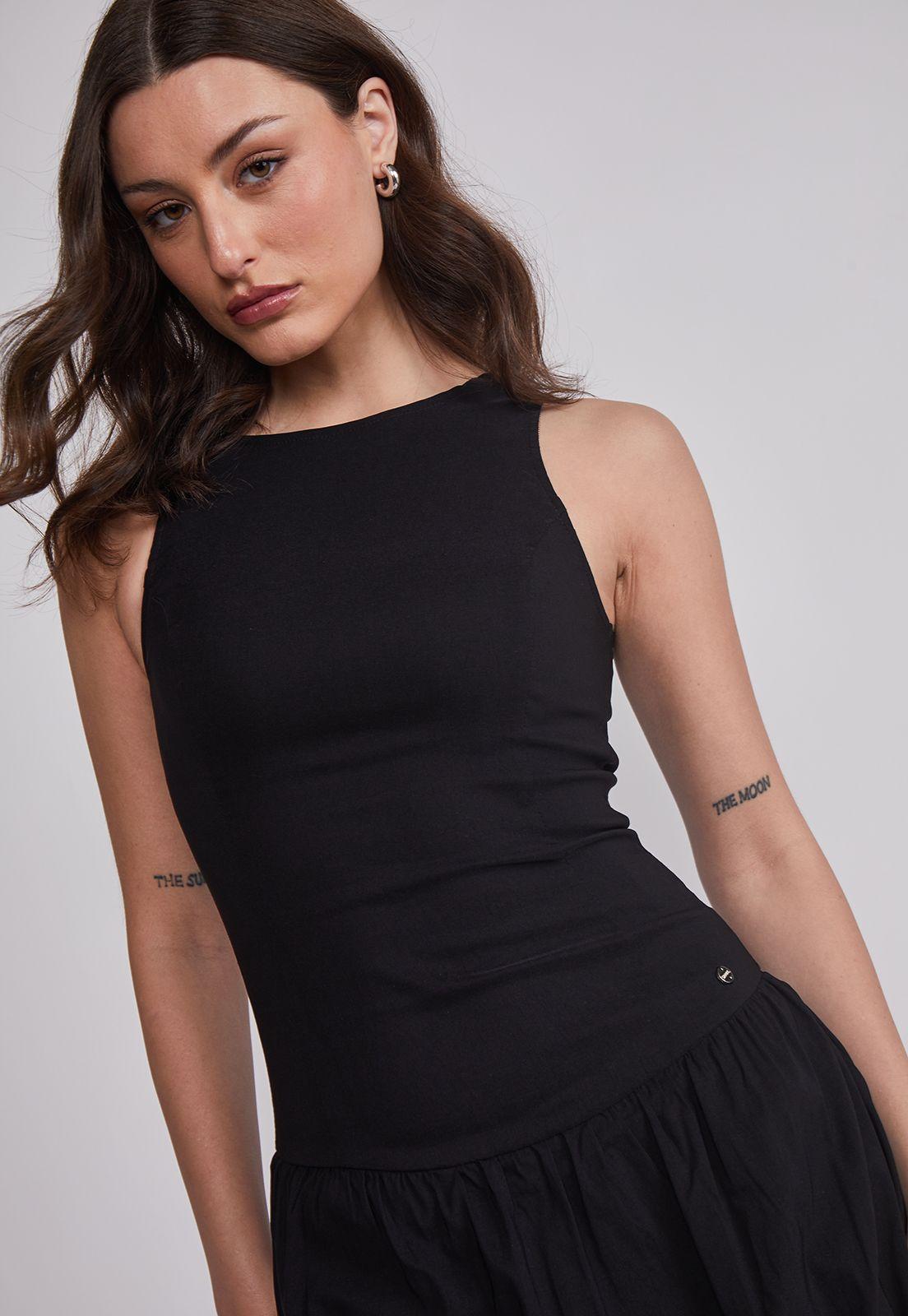 Vestido Mujer Ajustado Globo Negro Sioux-1