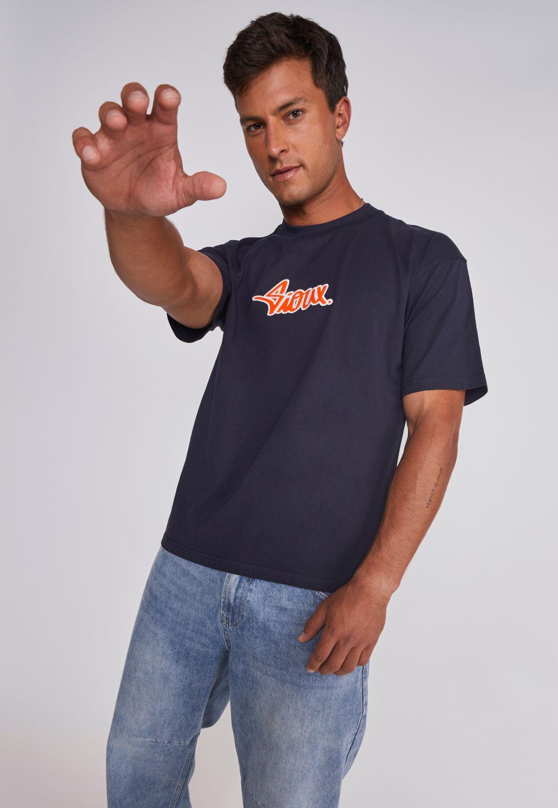 Polera Hombre Bordado Azul Sioux-4