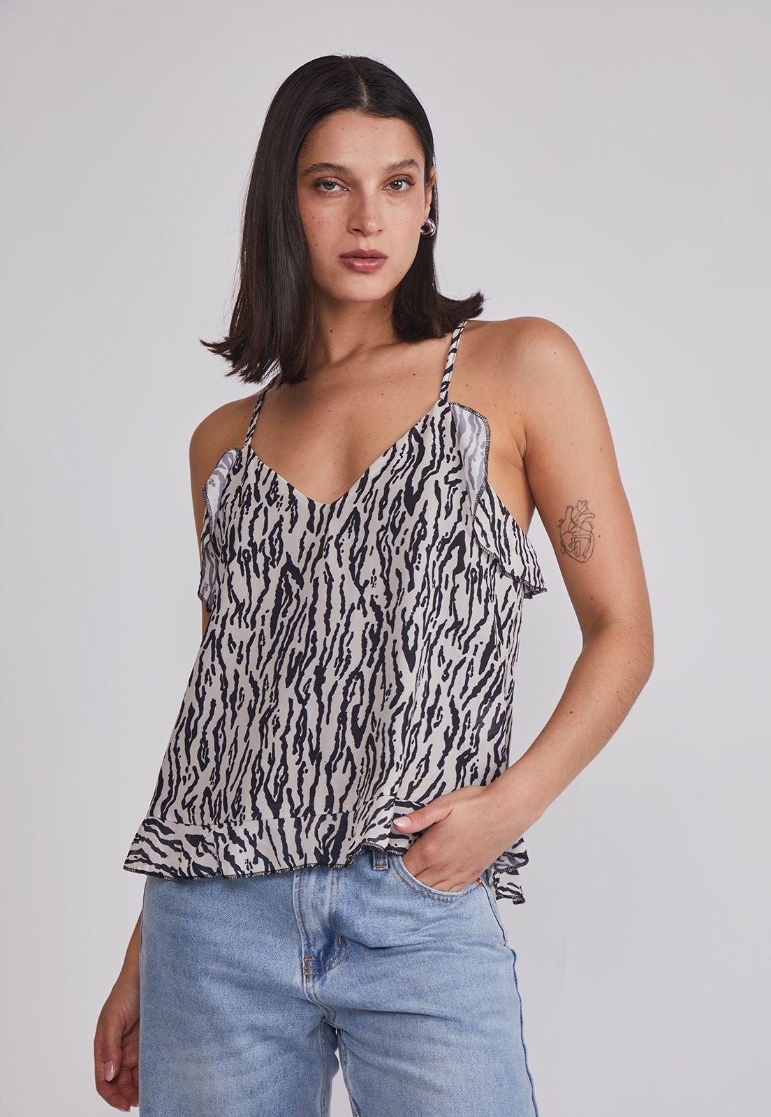 Blusa Mujer Full Print Blanco Sioux-0