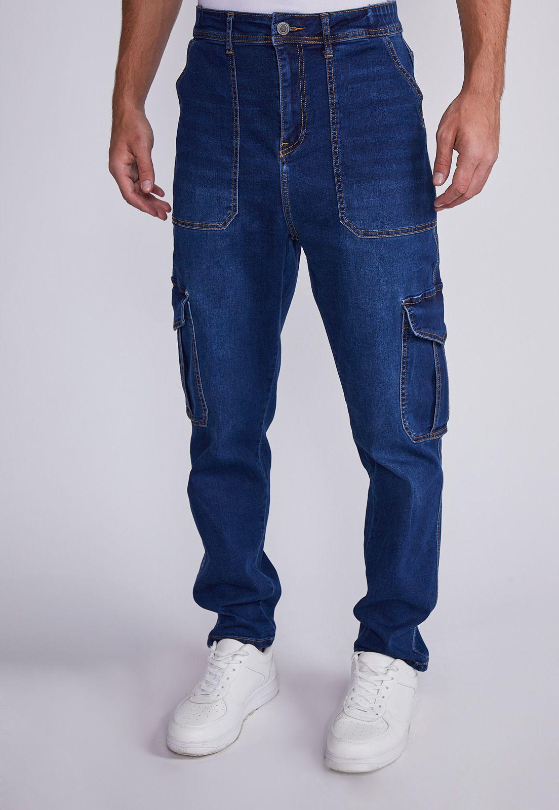 Jeans Hombre Azul Slim Bosillos Carpintero Sioux-0