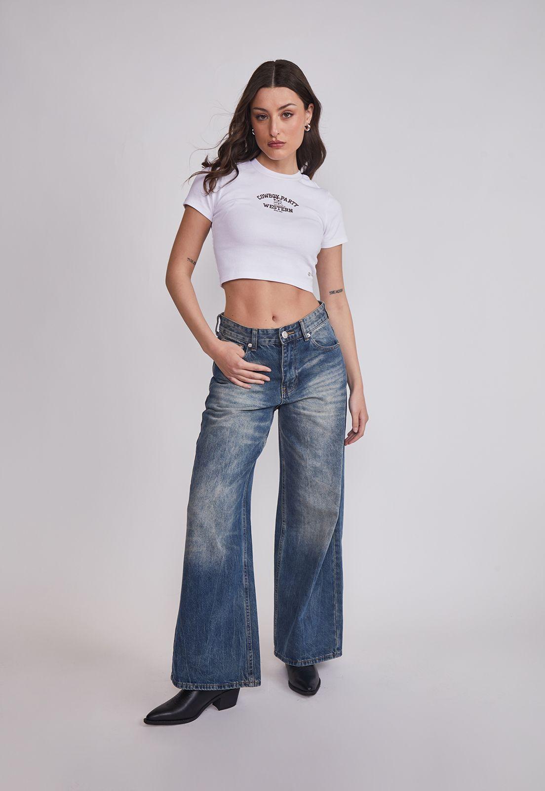 Polera Mujer Bordado Frontal Blanco Sioux-4